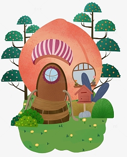 粉色小清新森林桃子小屋