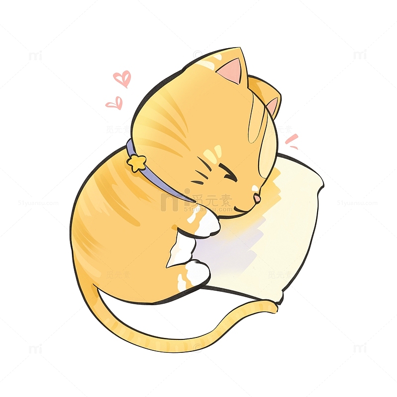 橘色睡觉猫咪抱枕可爱卡通手绘装饰