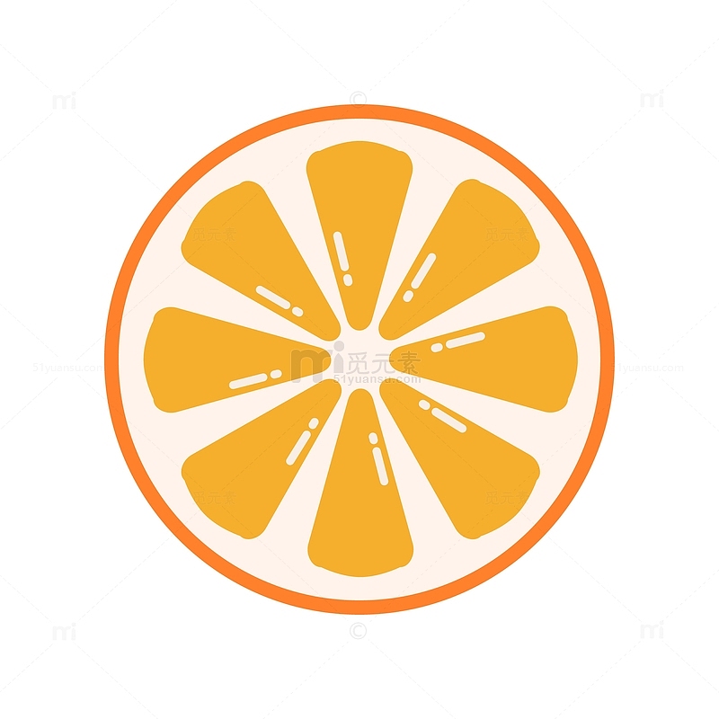 可爱矢量多汁水果橙色橙子