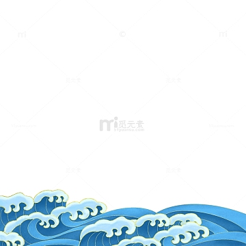 蓝色浪花平涂矢量图