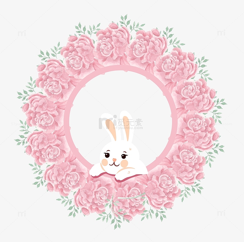 粉色手绘兔子装饰框