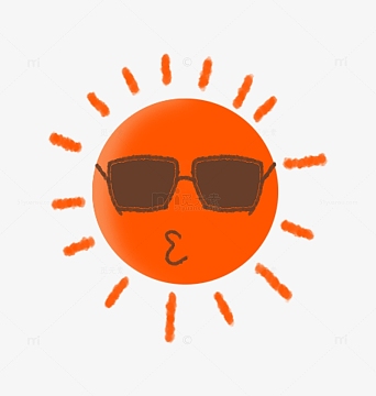 橙色 卡通扁平风 夏日太阳 元素