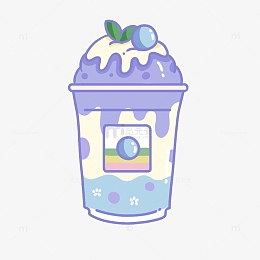 可爱卡通蓝莓冰淇淋奶茶杯手绘