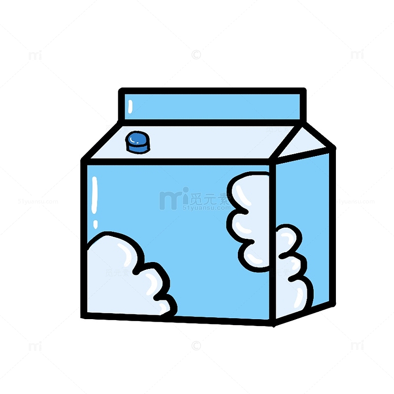 卡通牛奶盒装奶手绘图