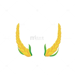 金色秋天麦穗圆环矢量边框奖牌花装饰