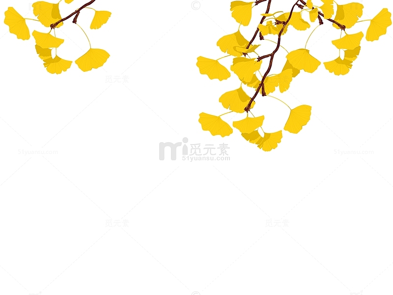 黄色小清新银杏叶立秋手绘图