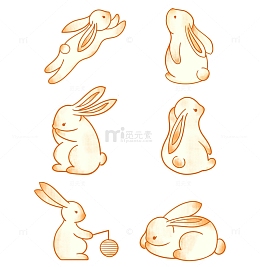 手绘中秋多形态兔子