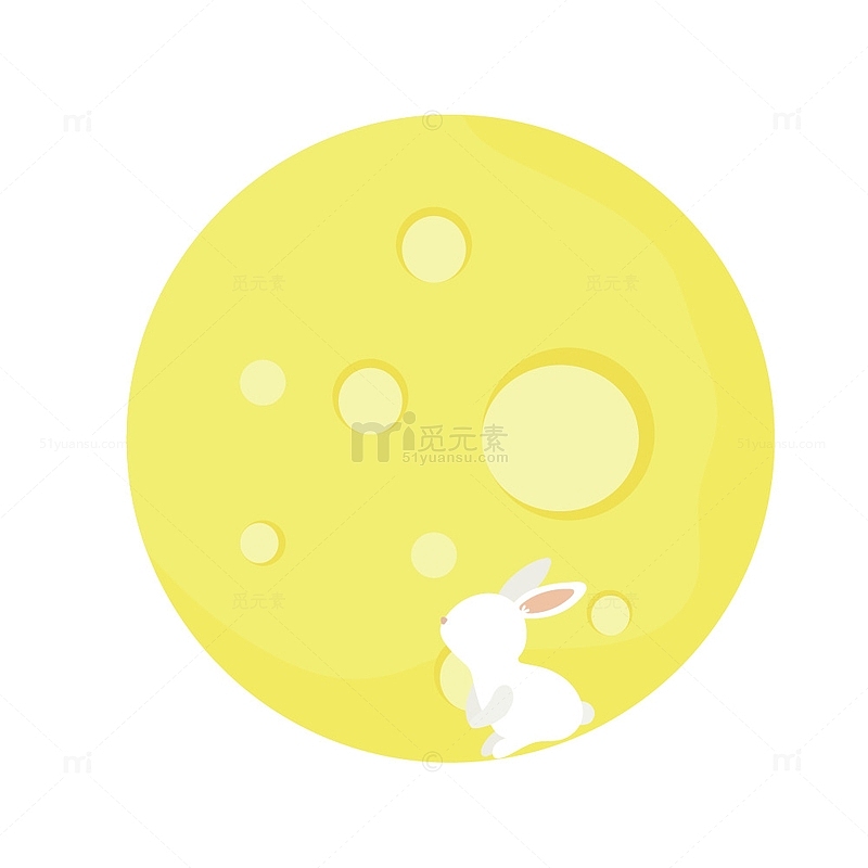 卡通黄色月亮玉兔