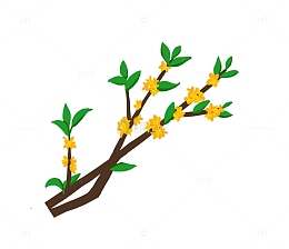 中秋小清新桂花花枝手绘
