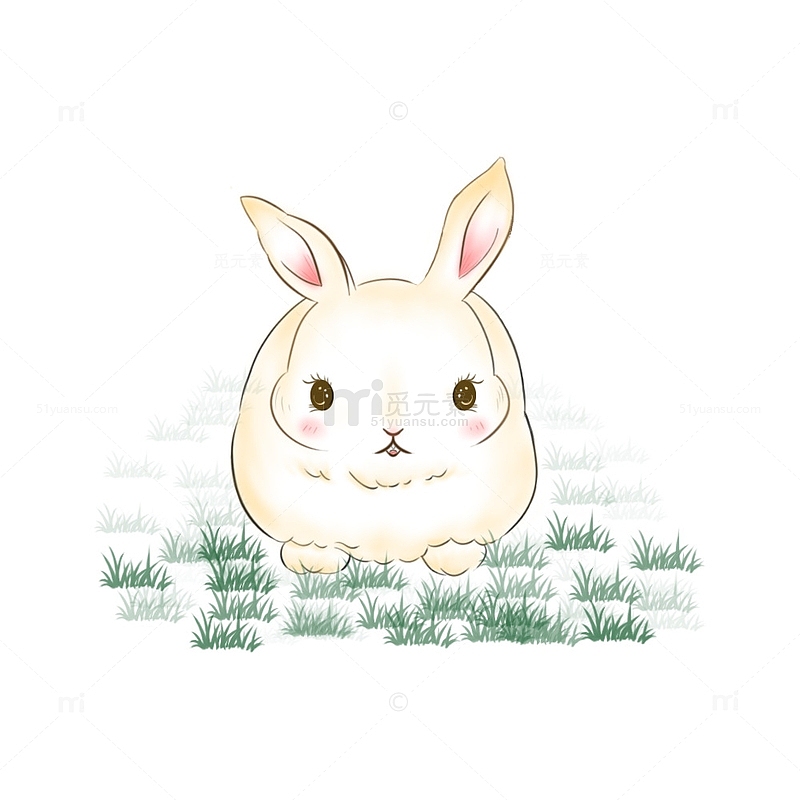 黄色手绘中秋可爱小兔子