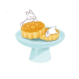中秋节吃月饼的玉兔矢量图