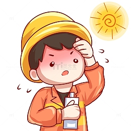 预防中暑环卡通手绘小人素材