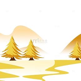 秋天立秋树手绘场景图