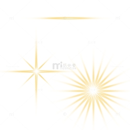 金黄色科技风星星灯光效闪亮光特效元素