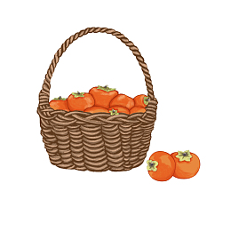 手绘立秋元素果篮柿子插画素材