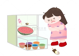 绿色粉色原创冷饮暑期安全提示手绘图