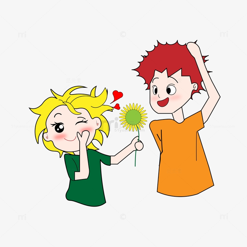 向日葵情侣头像 卡通图片