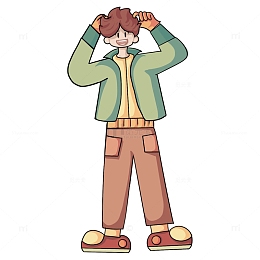 绿色简约男生人物手绘图