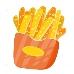 手绘黄色美食薯条零食快餐元素