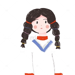 手绘秋冬白色毛衣双马尾女孩头像手账贴纸