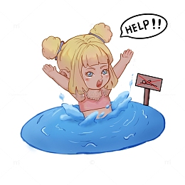 暑假安全预防溺水手绘插画
