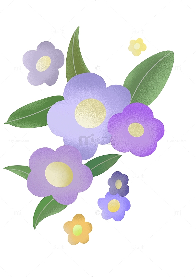 紫色扁平风花朵