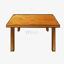 手绘棕色木纹学习长桌