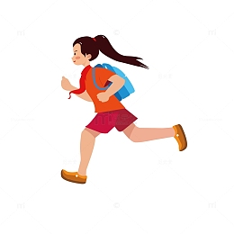 卡通可爱开学季奔跑少女