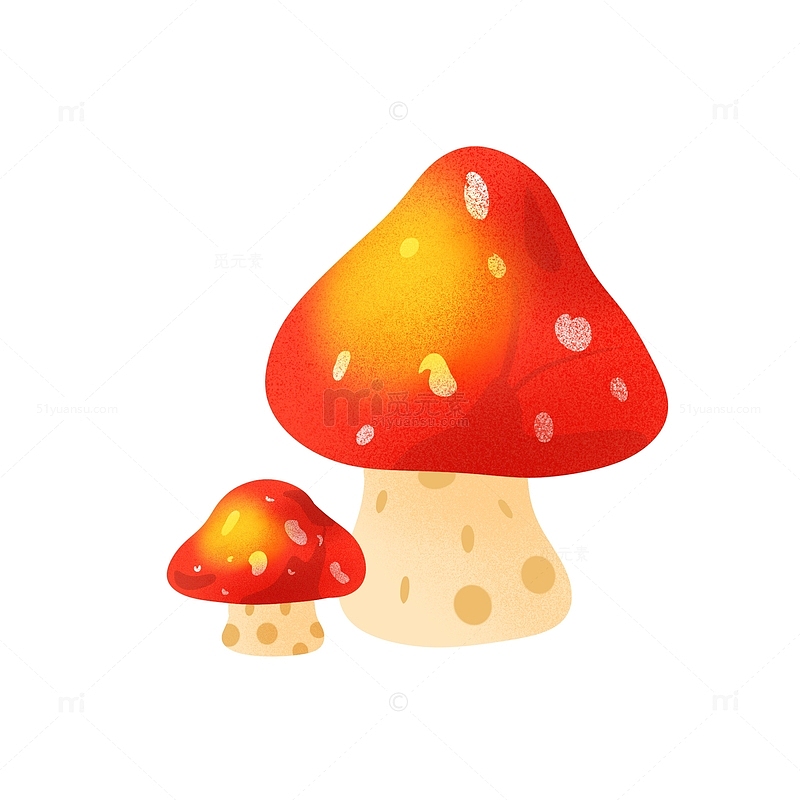 手绘红色卡通可爱蘑菇菌菇