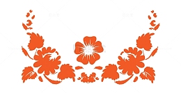 橙色手绘花朵牡丹手绘