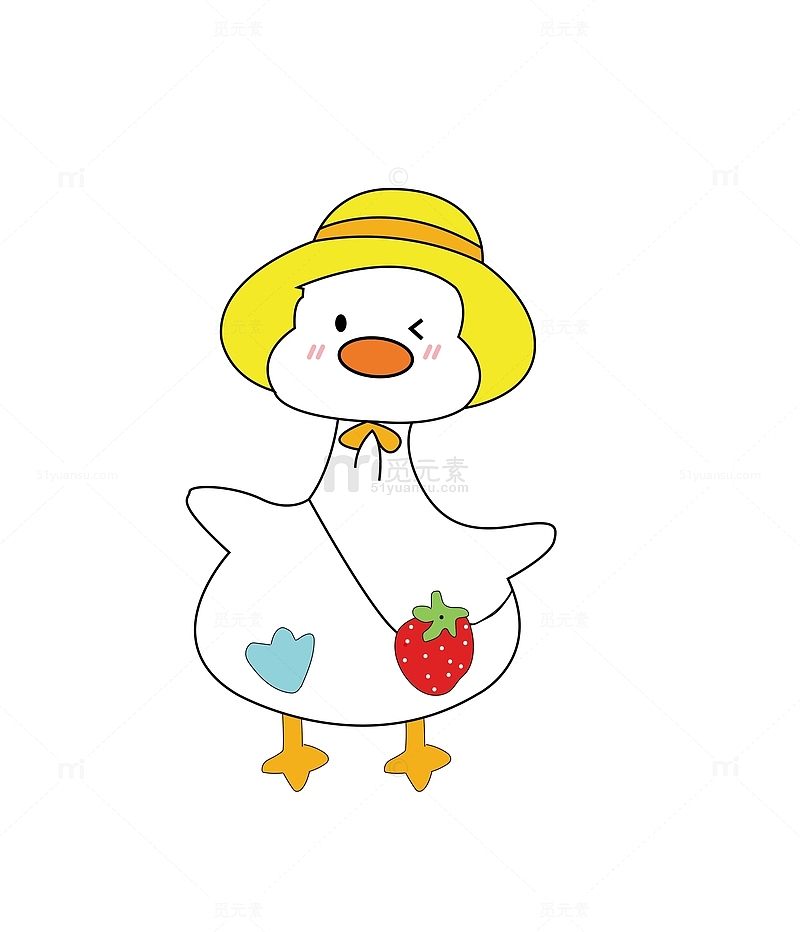 黄色可爱小鸭子绘画 手绘插画