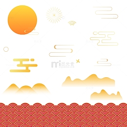 中国风祥云纹理红色叠化云层