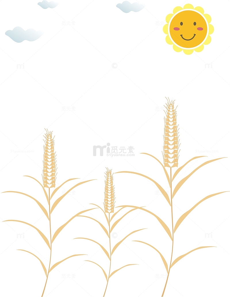 秋天立秋金色麦穗丰收手绘矢量太阳素材