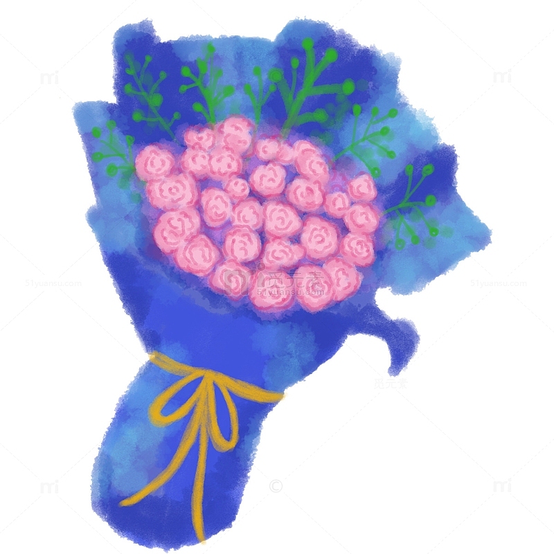 鲜花花束康乃馨教师节节日手绘水彩