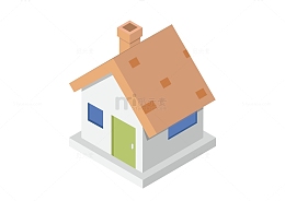 2.5d立体房屋建筑带烟囱