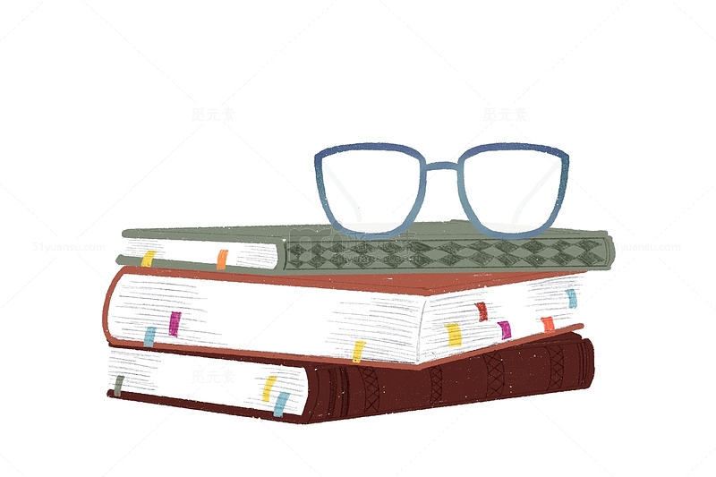 手绘复古小物件书本眼镜开学季文具手账贴纸