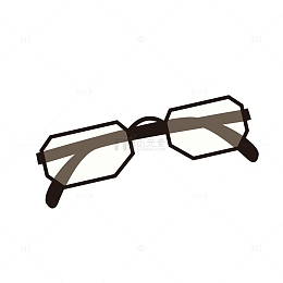 简约黑色边框眼镜装饰元素