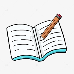 卡通书本和笔手绘图