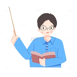 手绘扁平男老师拿书讲课人物