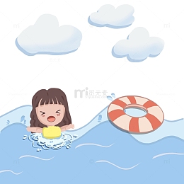 夏季暑假安全防范防溺水儿童插画