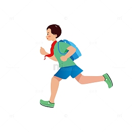 卡通开学季奔跑男孩子