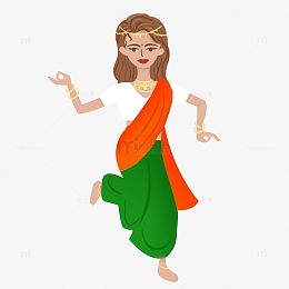 橙色印度跳舞印度舞的女人