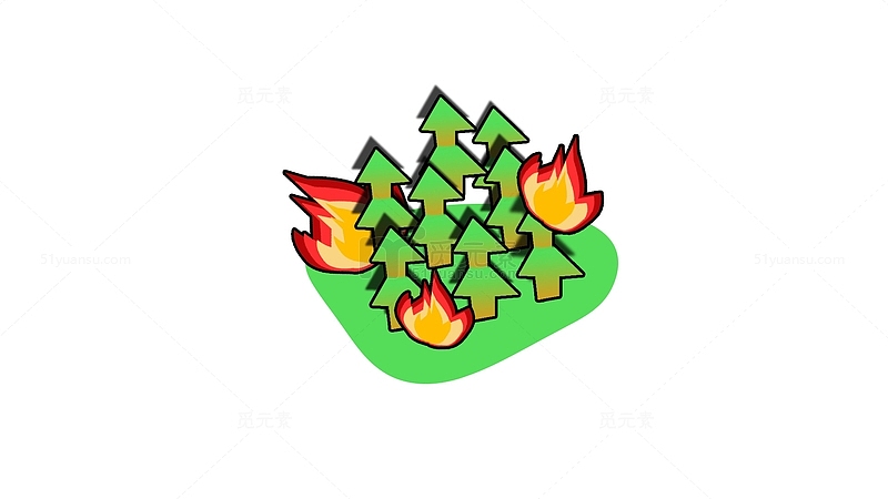 绿色卡通森林防火暑假安全防范