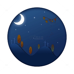 蓝色夜空插画