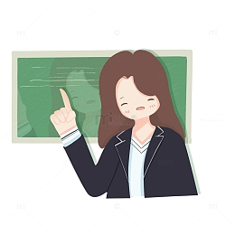 扁平风女老师讲课手绘人物