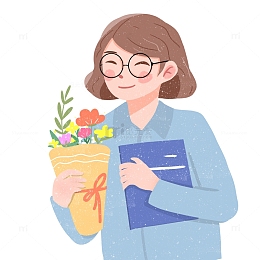手绘教师插画