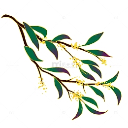 手绘国潮桂花中秋元素