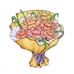 教师节康乃馨花束手绘插画