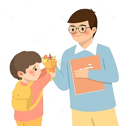 手绘教师节送花学生