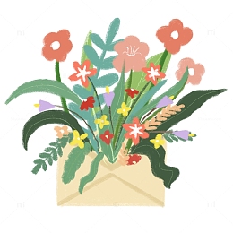 教师节粉色信封花朵